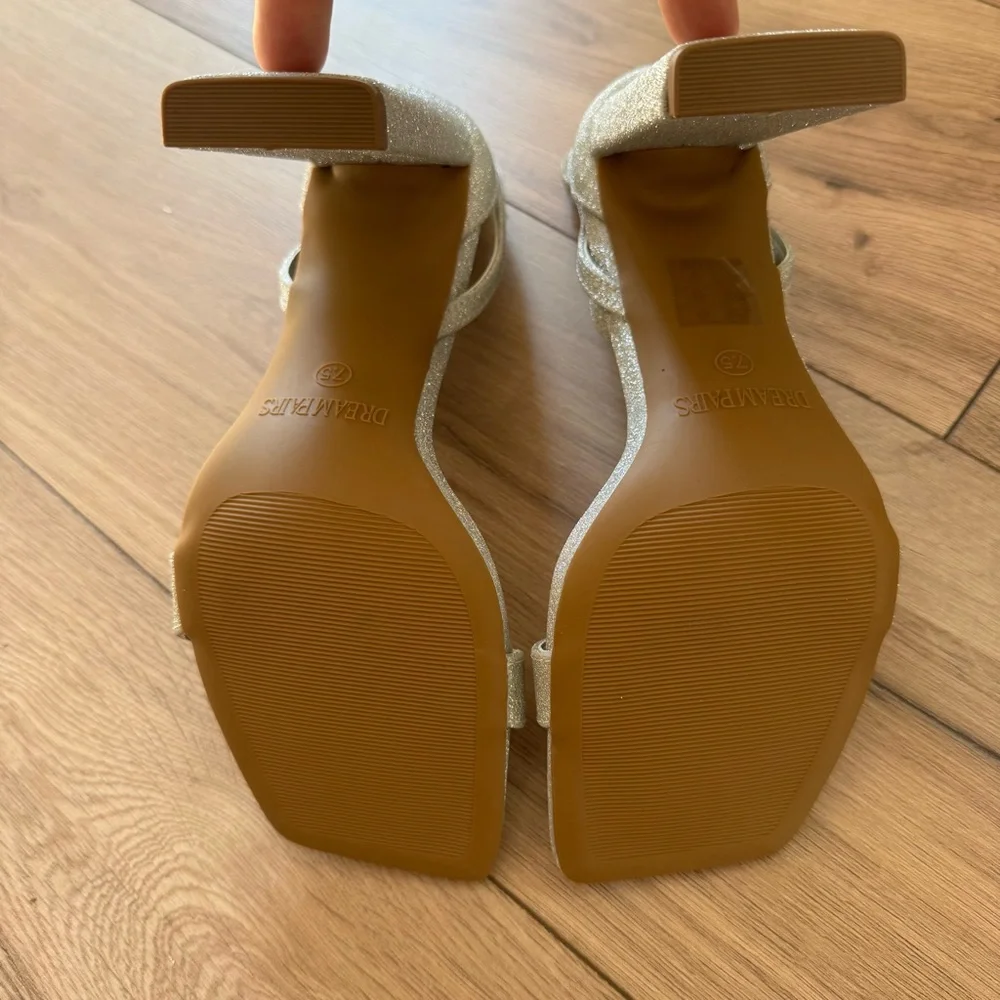 DREAM PAIRS High Heels Chunky Block Square Toe Elegant Open Toe Heel 7.5